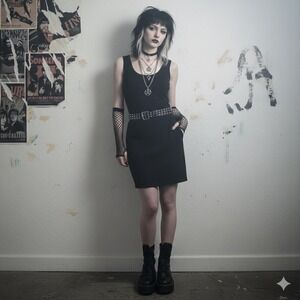 90s Y2K Witchy Goth Grunge Giorgio Fiorlini Collection Black Velvet Mini Dress M